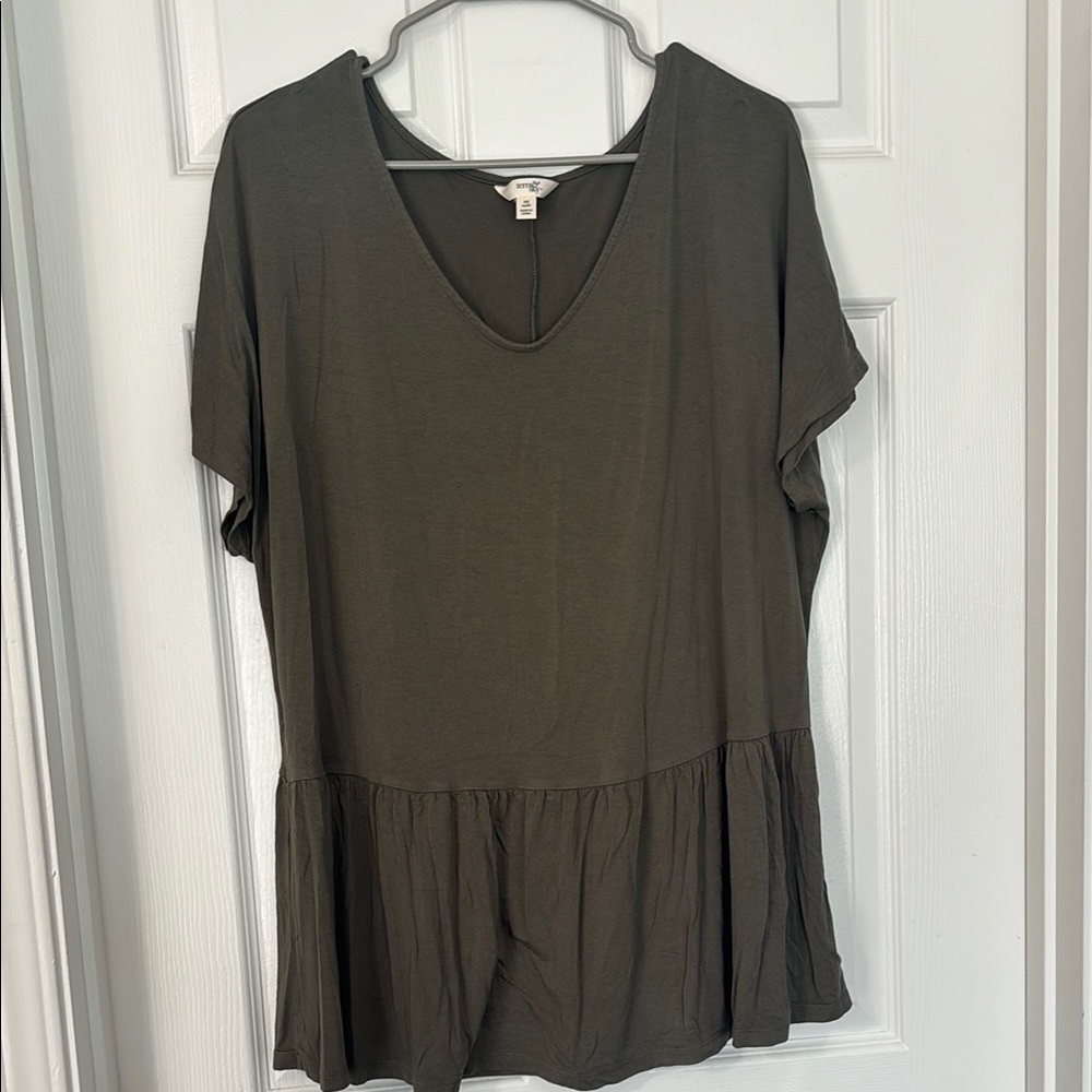 Women's Olive Green Peplum Top